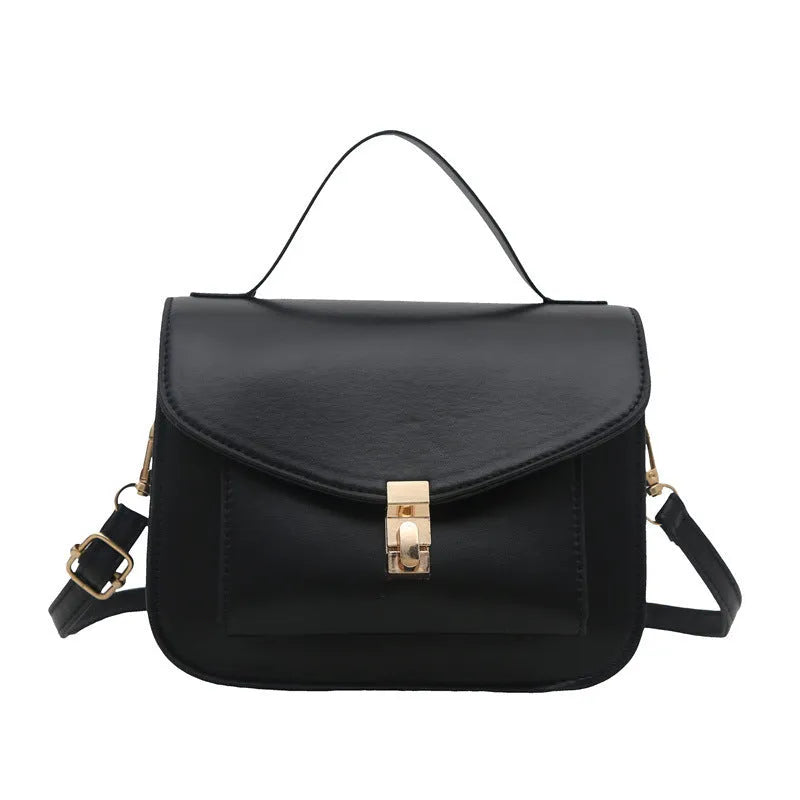 Retro style PU messenger bag in horizontal square shape with document compartment
