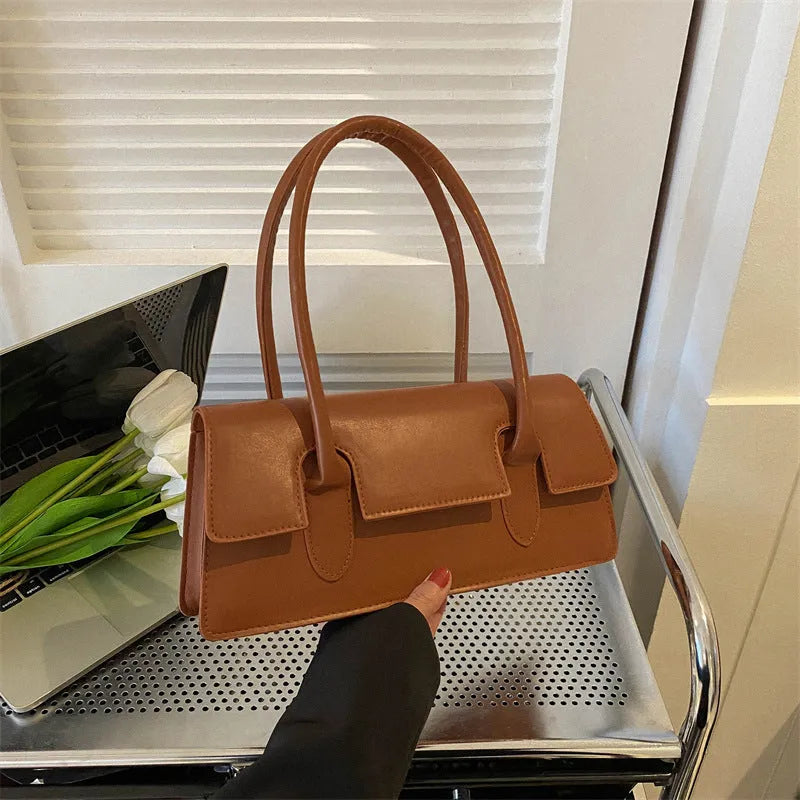 Women's retro style small square shoulder bag with document pocket and single strap in four colour options
