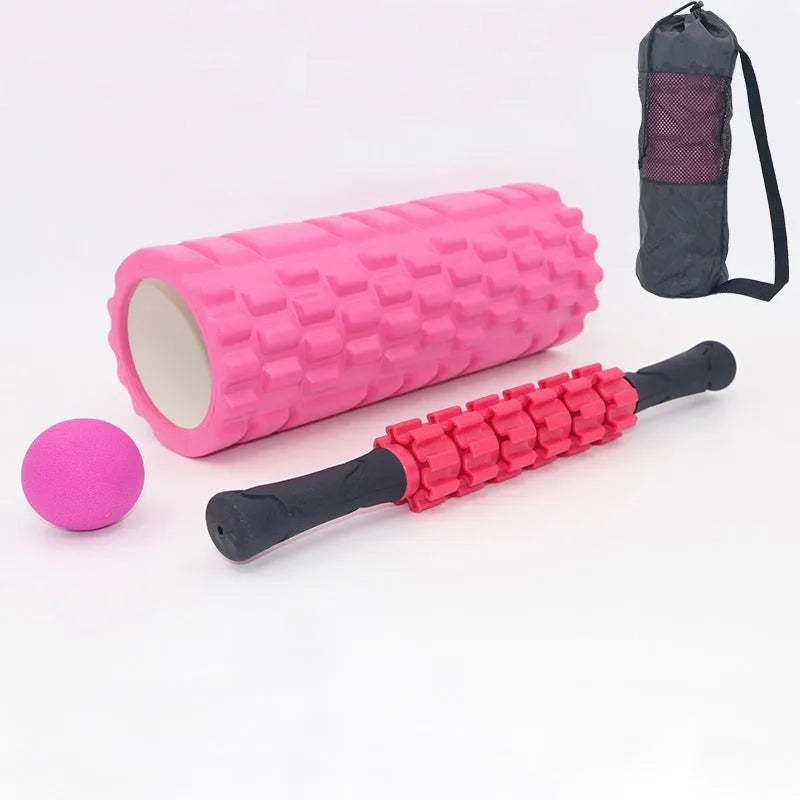 Black 33cm foam roller massage stick with six-piece construction