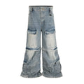 Cotton detachable washed-out multi-pocket overalls for teenagers, black, front view
