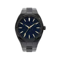 Men's frosted stainless steel business watch with luminous hands on a metal bracelet.
