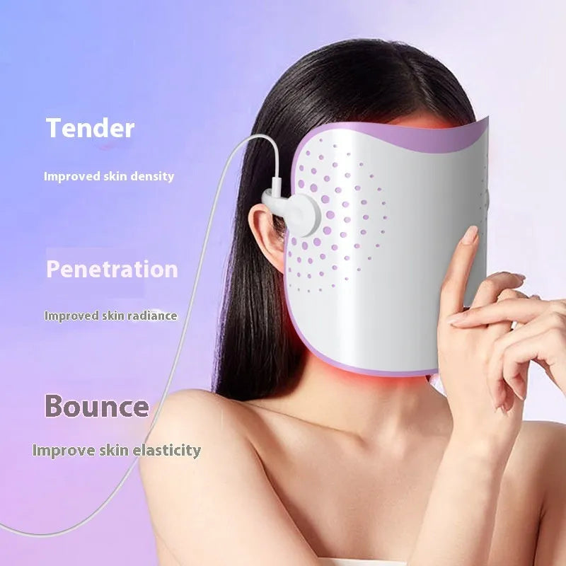 White and purple photon beauty mask IPL device for household facial skincare with colour light function