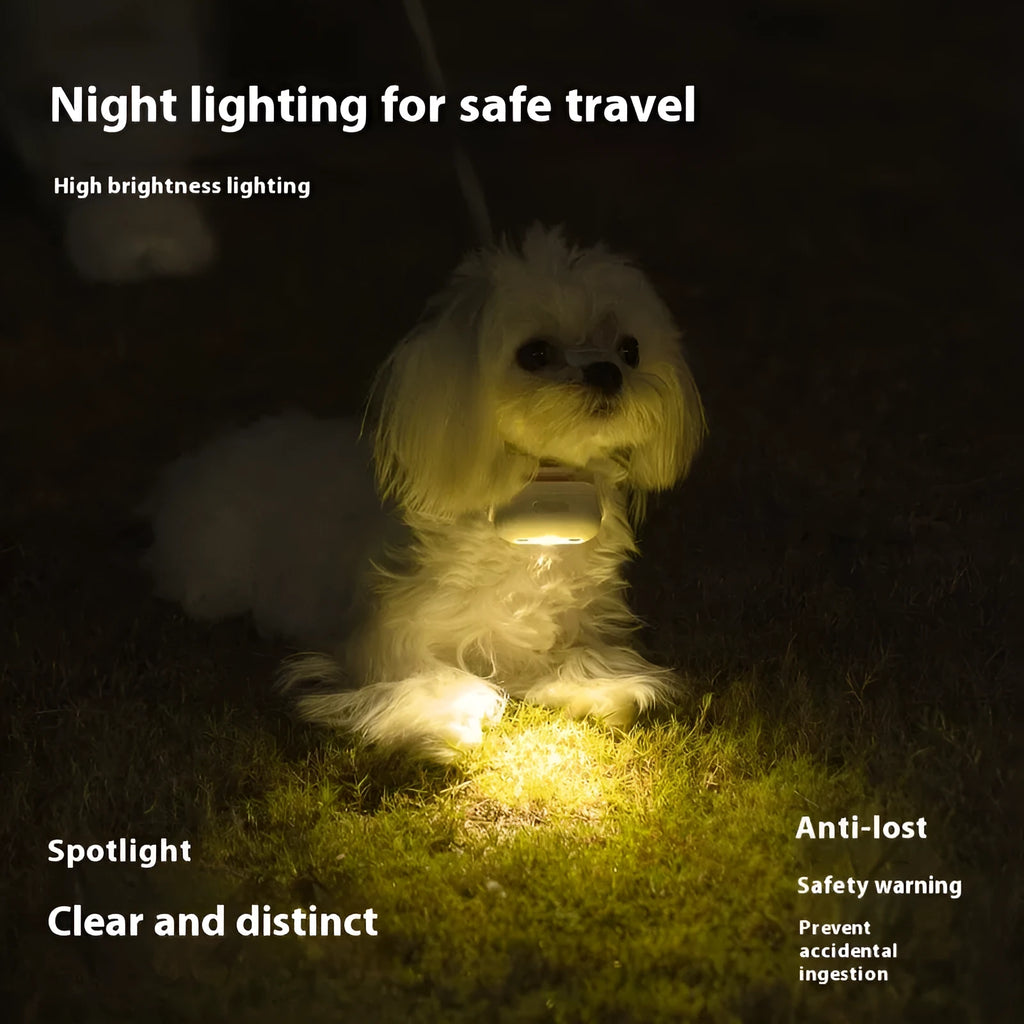 Pet luminous collar with hanging lamp ring in fresh pink, delicate gray, cure green or caramel mocha colours