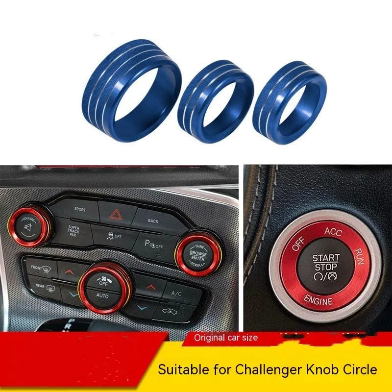 Aluminium alloy air conditioning knob decorative ring for Dodge Challenger and Grand Cherokee in multiple colour options