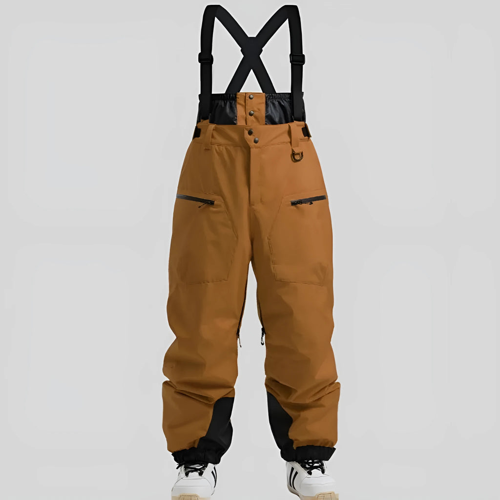 Men's waterproof ski trousers with adjustable strap waistband in black colour