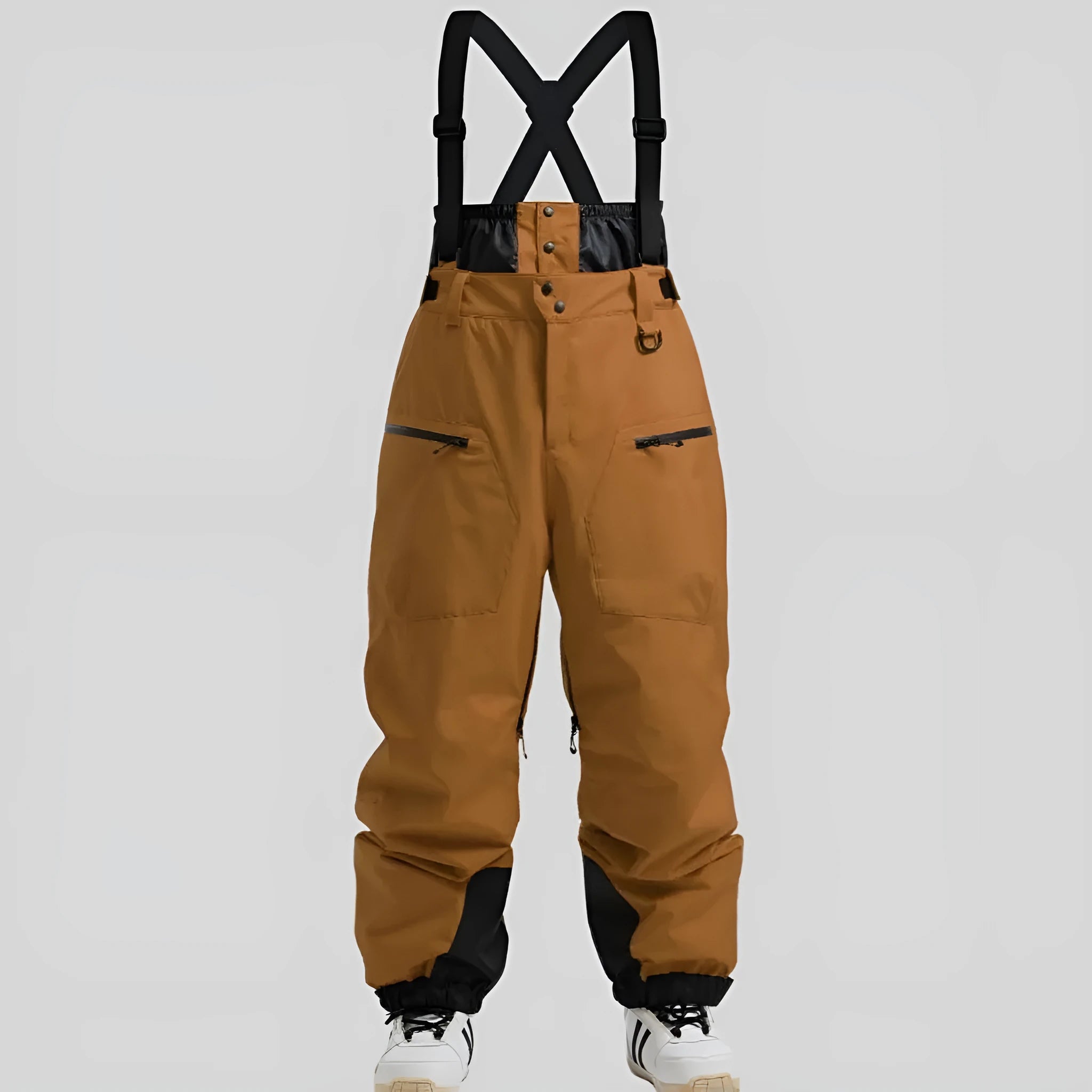 Men's waterproof ski trousers with adjustable strap waistband in black colour