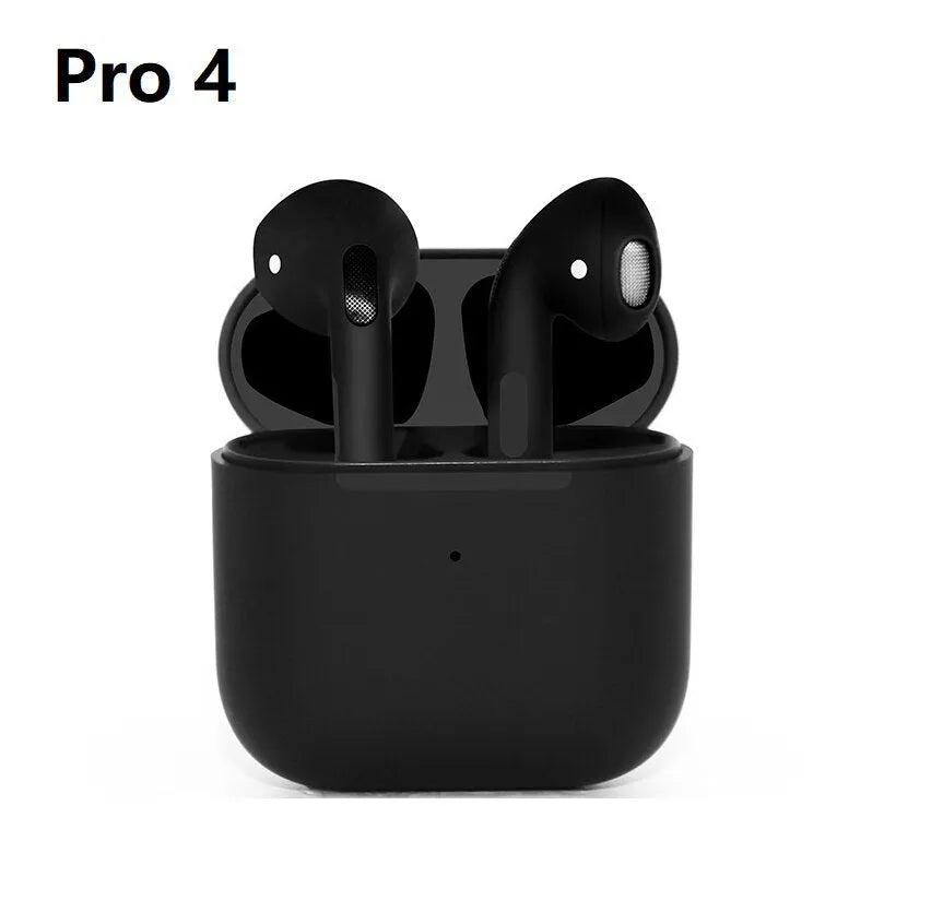 Pro4 Black wireless Bluetooth sports headset with in-ear design and waterproof construction