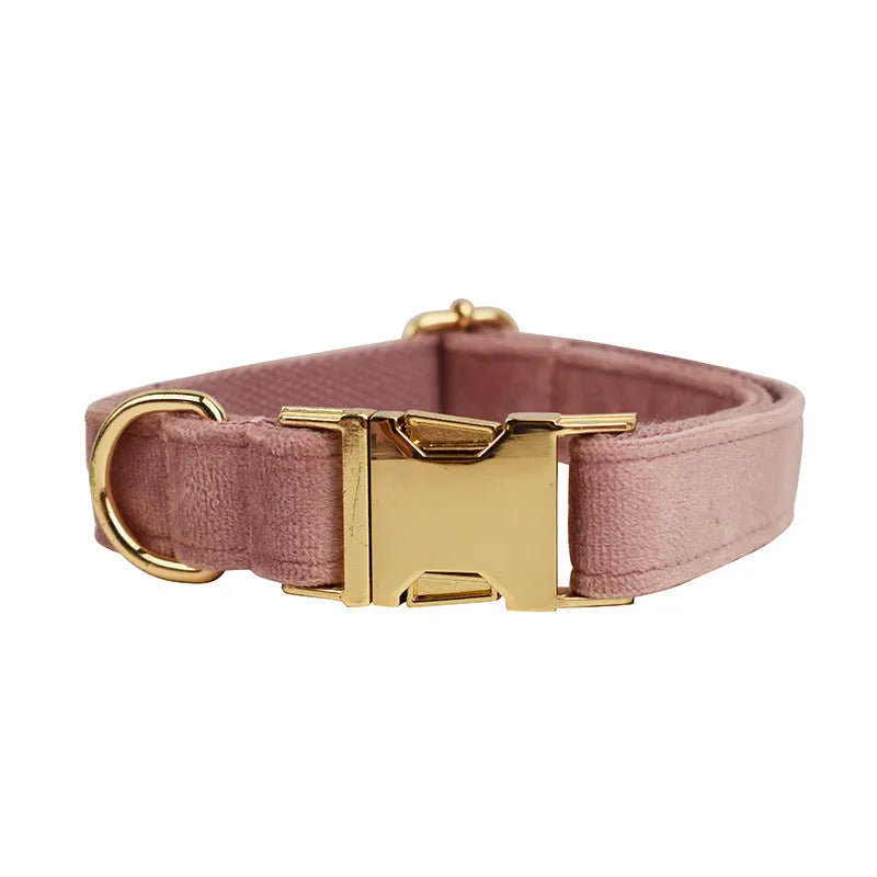 Light purple pink velvet dog collar with adjustable buckle on a light background