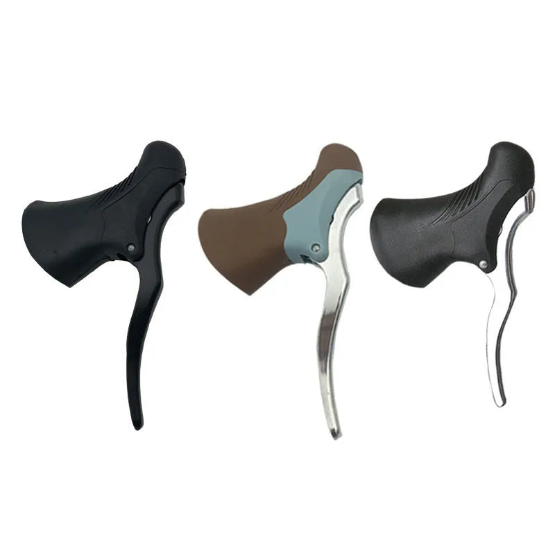 Aluminum alloy road bicycle brake handles in black and black silver options for 22.2 mm and 23.8 mm handlebars