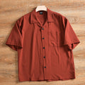 Men's lightweight loose short sleeve shirt in solid colour, polyester fabric, summer casual wear, front view