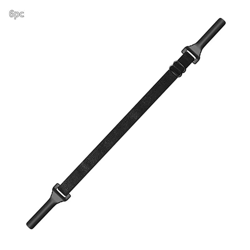 Black adjustable glasses cord with silicone ends for securing spectacles against loss.