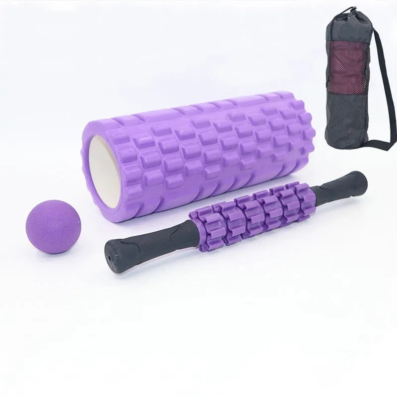Black 33cm foam roller massage stick with six-piece construction