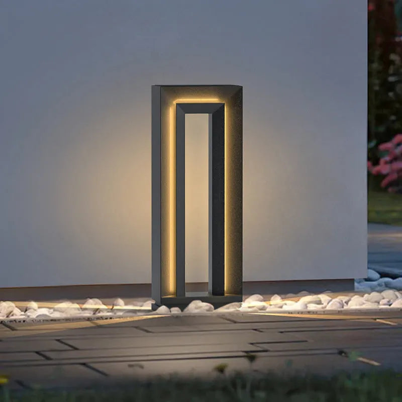 Solar square courtyard waterproof outdoor garden landscape lamp with stainless steel and acrylic in geometric shape