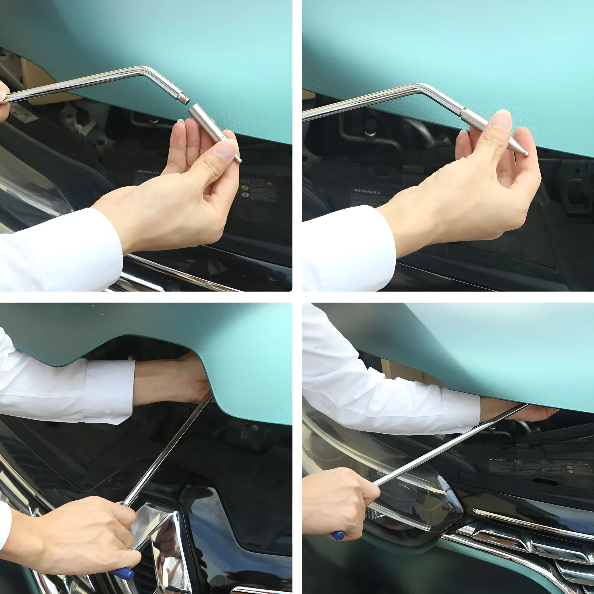 Alloy steel car dent repair hook crowbar three-piece tool set for auto body maintenance