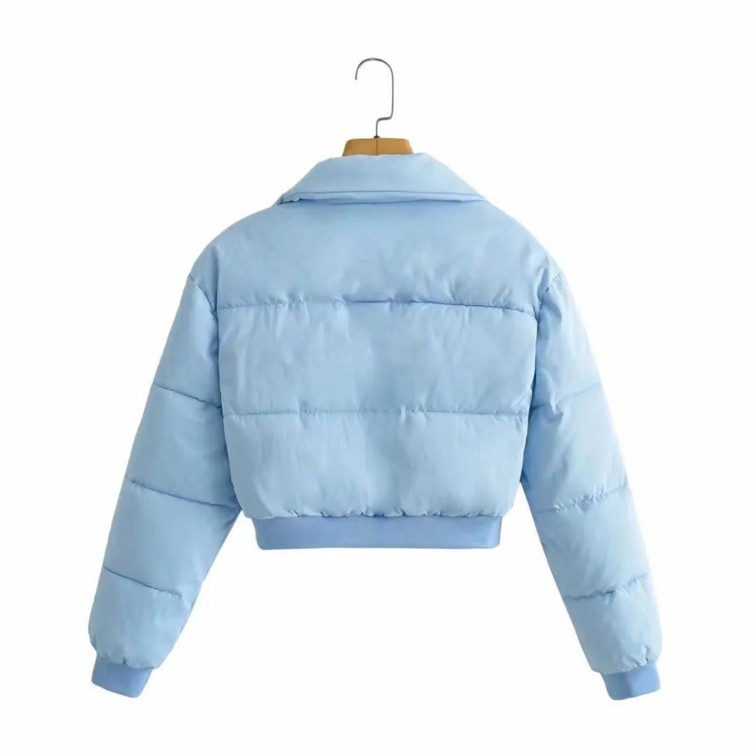 Women's loose polyester long sleeve jacket in blue with regular sleeve and relaxed fit