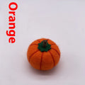 Wool felt pumpkin poke ornament in orange, approximately 5cm diameter and 4.5cm height, for doll decoration