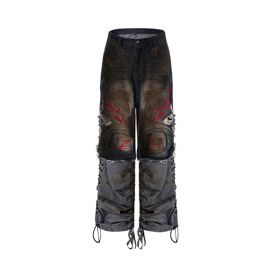 Men's wide-leg jeans with detachable trouser legs in retro style