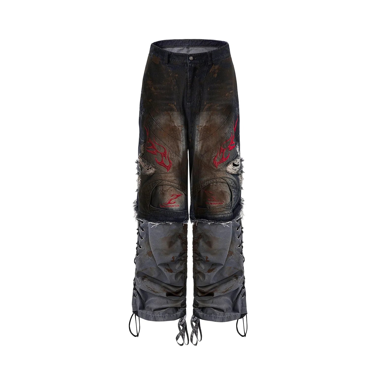 Men's wide-leg jeans with detachable trouser legs in retro style