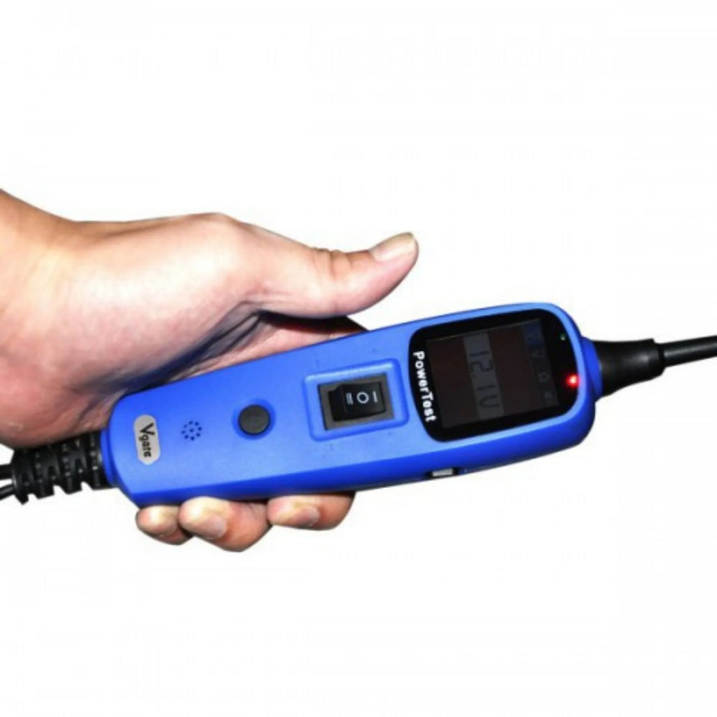 Blue automotive power circuit test pen with TFT colour display in rugged blow molded case
