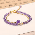 Amethyst Chinese style women's bracelet with diamond-shaped crystal beads and electroplated finish.