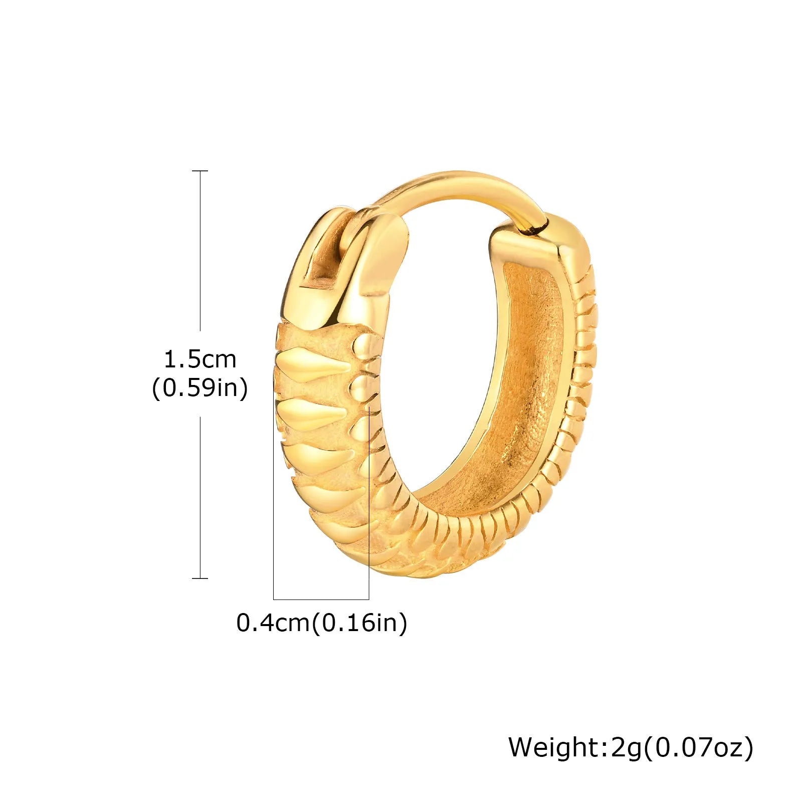 Stainless steel snake pattern ear ring in black or gold colour option