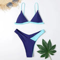 Women's two-piece swimsuit set with patterned design and brief-style bottoms
