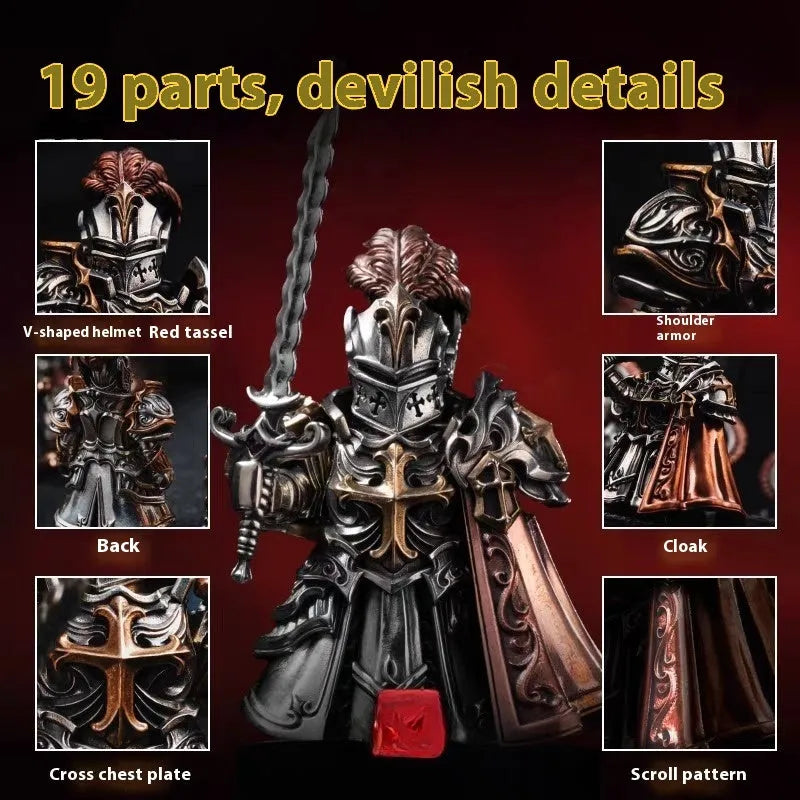 Paladin national style copper crusader table ornament with holy sword and shield