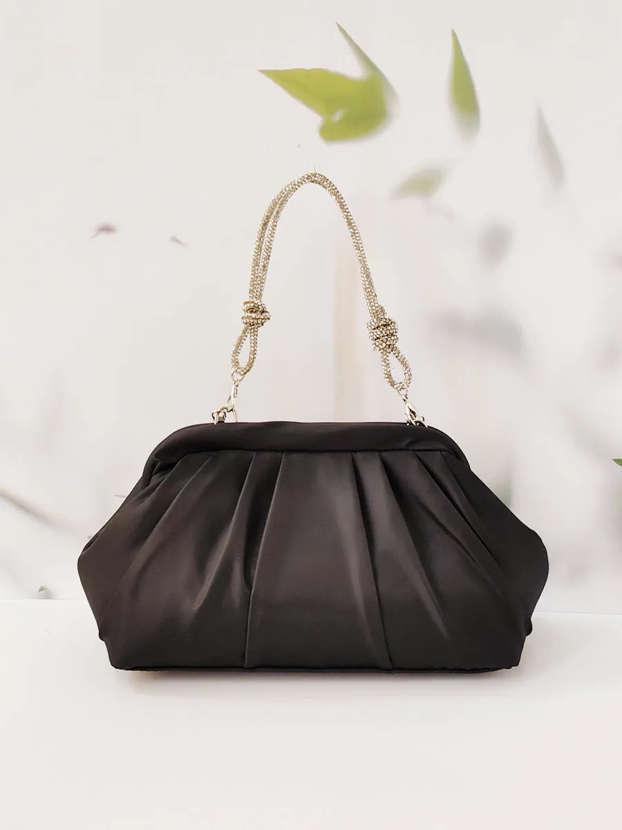 Women's polyester crossbody messenger bag in shell shape with chain decoration