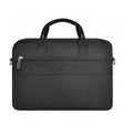 Black Oxford cloth computer handbag showing multi-pocket design and laptop compartment