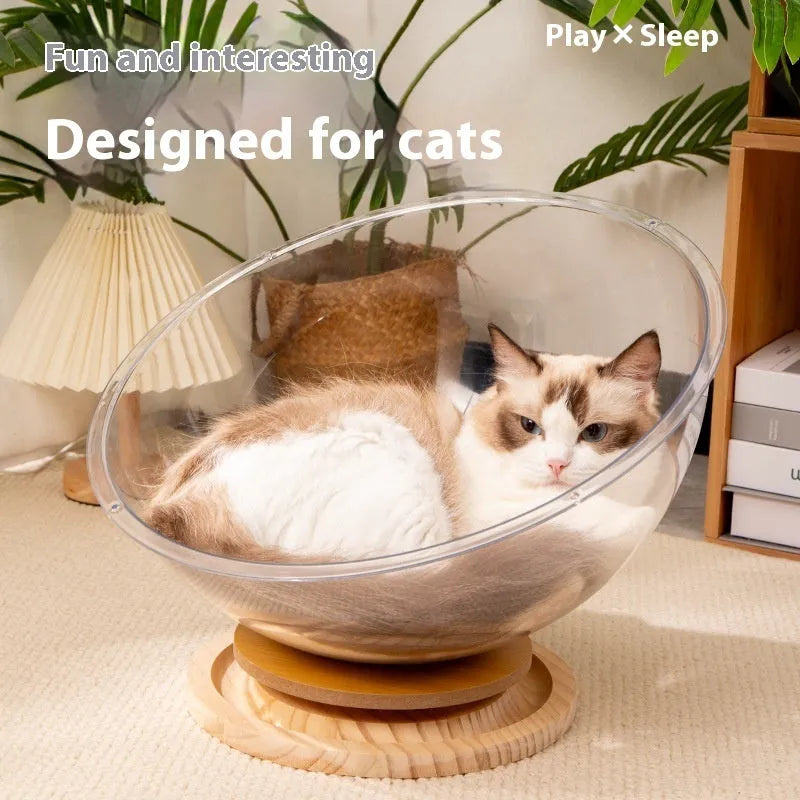 Transparent acrylic cat space capsule bathtub bed cage with multiple size options