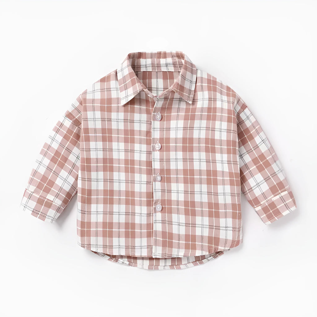 Boys' cotton lattice shirt with animal pattern in multiple colour options