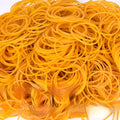 500g pack of yellow rubber bands showing multiple diameter sizes from small to large
