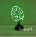 Handmade bamboo shaped desktop lamp with USB cable in white and green