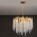 Adjustable height crystal chandelier with aluminium alloy frame in round and long style options