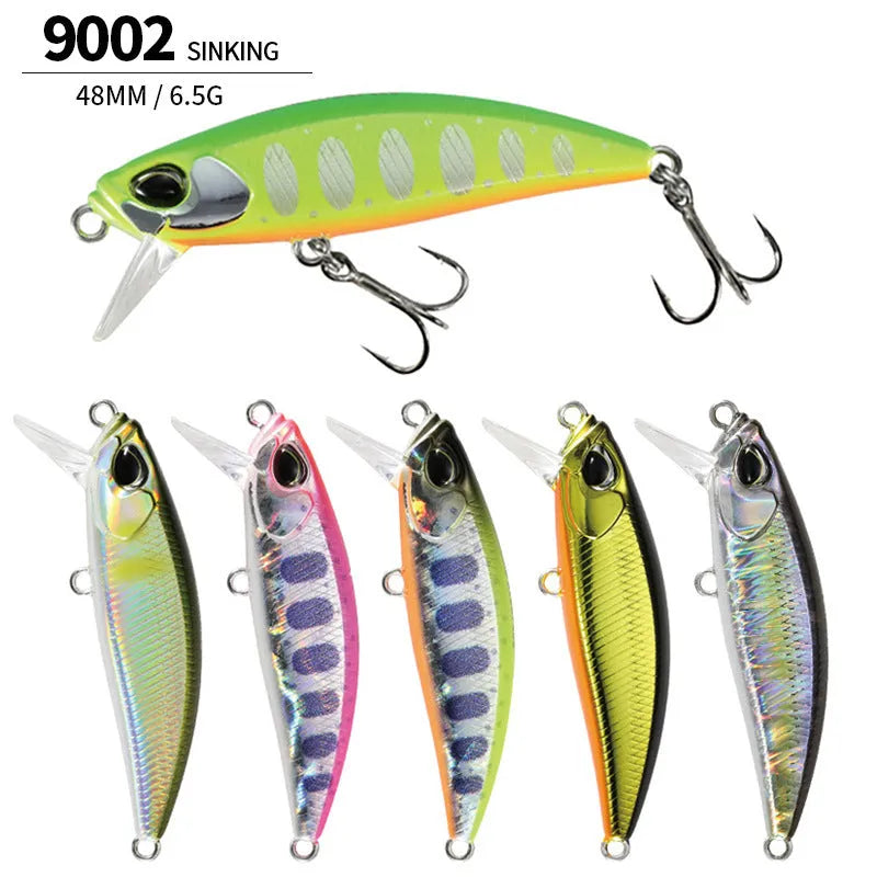 Japanese Mino fishing lure for snakehead and mandarin fish, 48mm length, 14 colour options