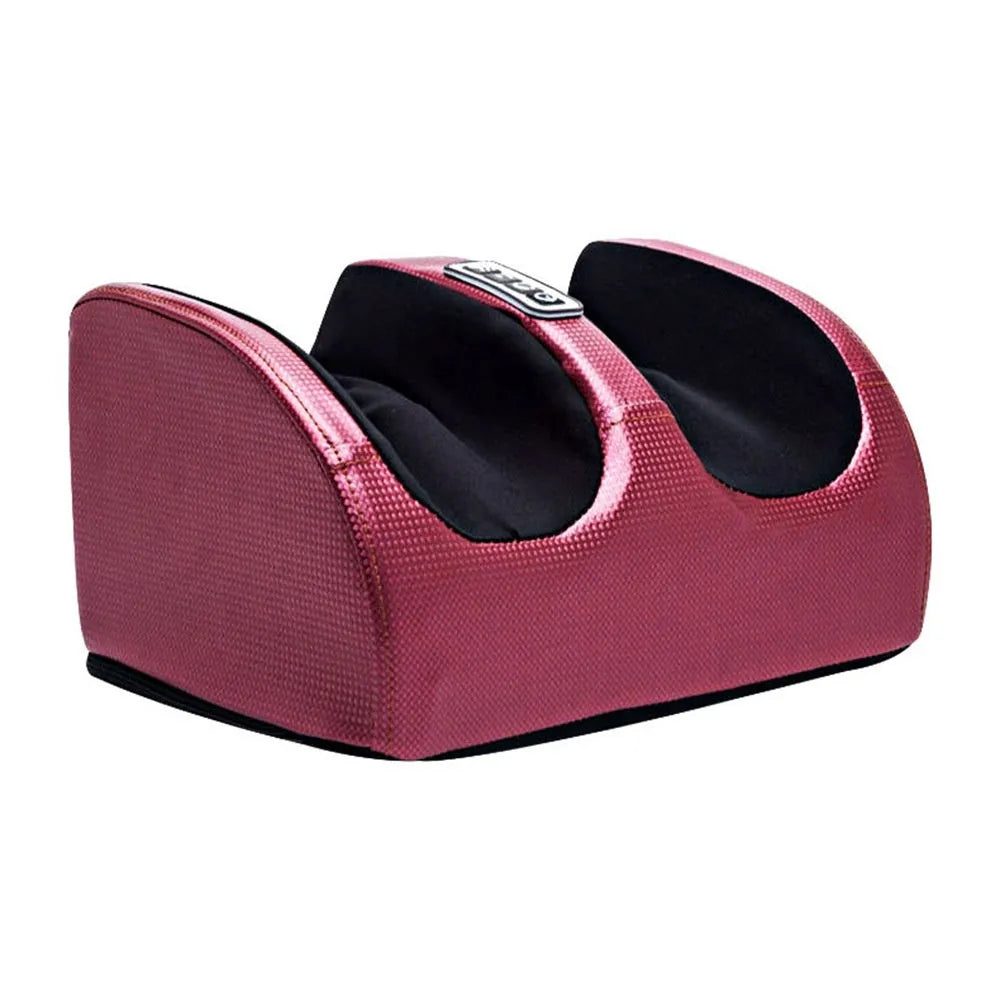 Foot massage machine in gold colour with remote control on wooden floor