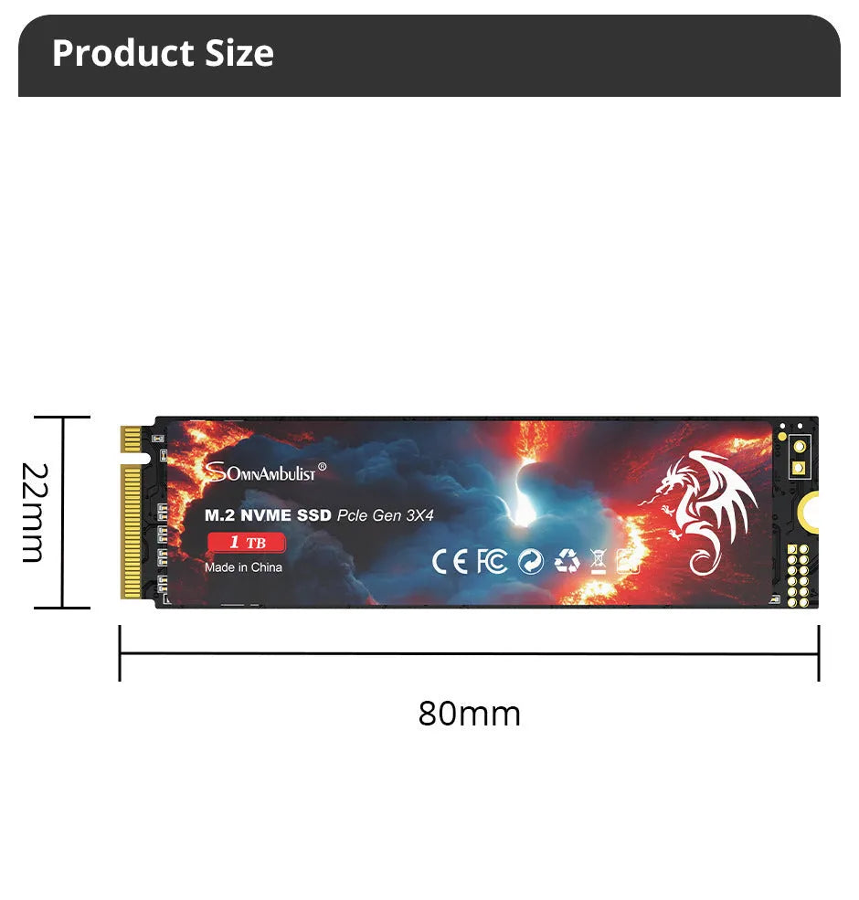 M.2 NVMe solid state drive for desktop computers with PCIe 3.0 interface