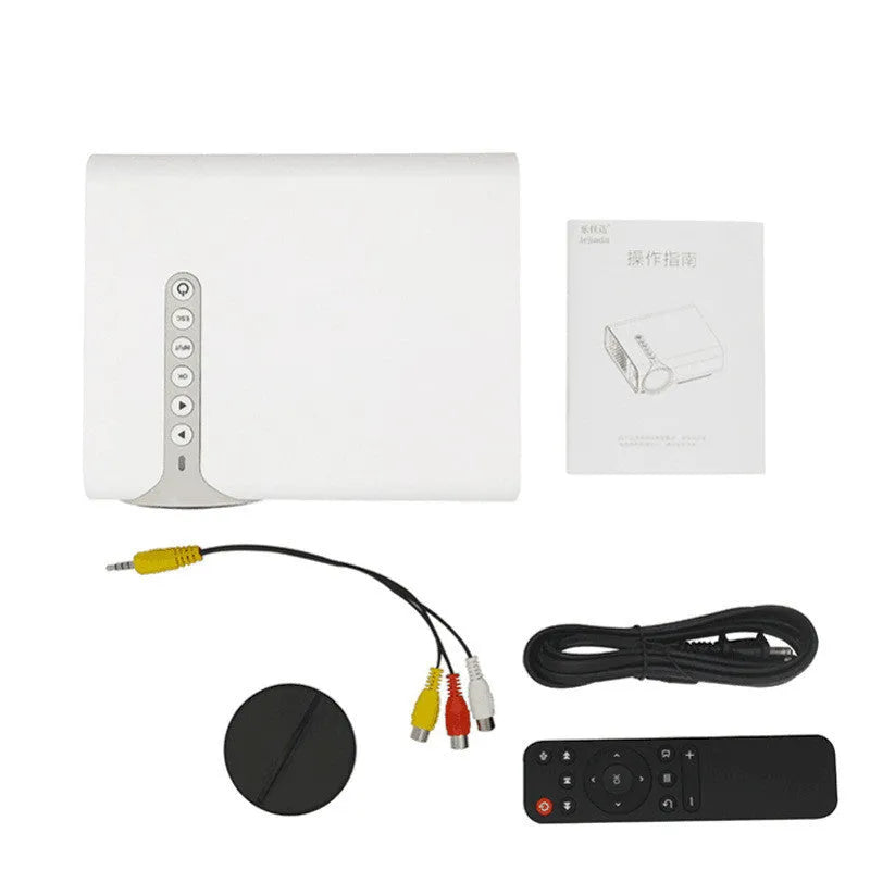 YG530 mini wireless mobile phone projector in black or white with LED lens and international plug options