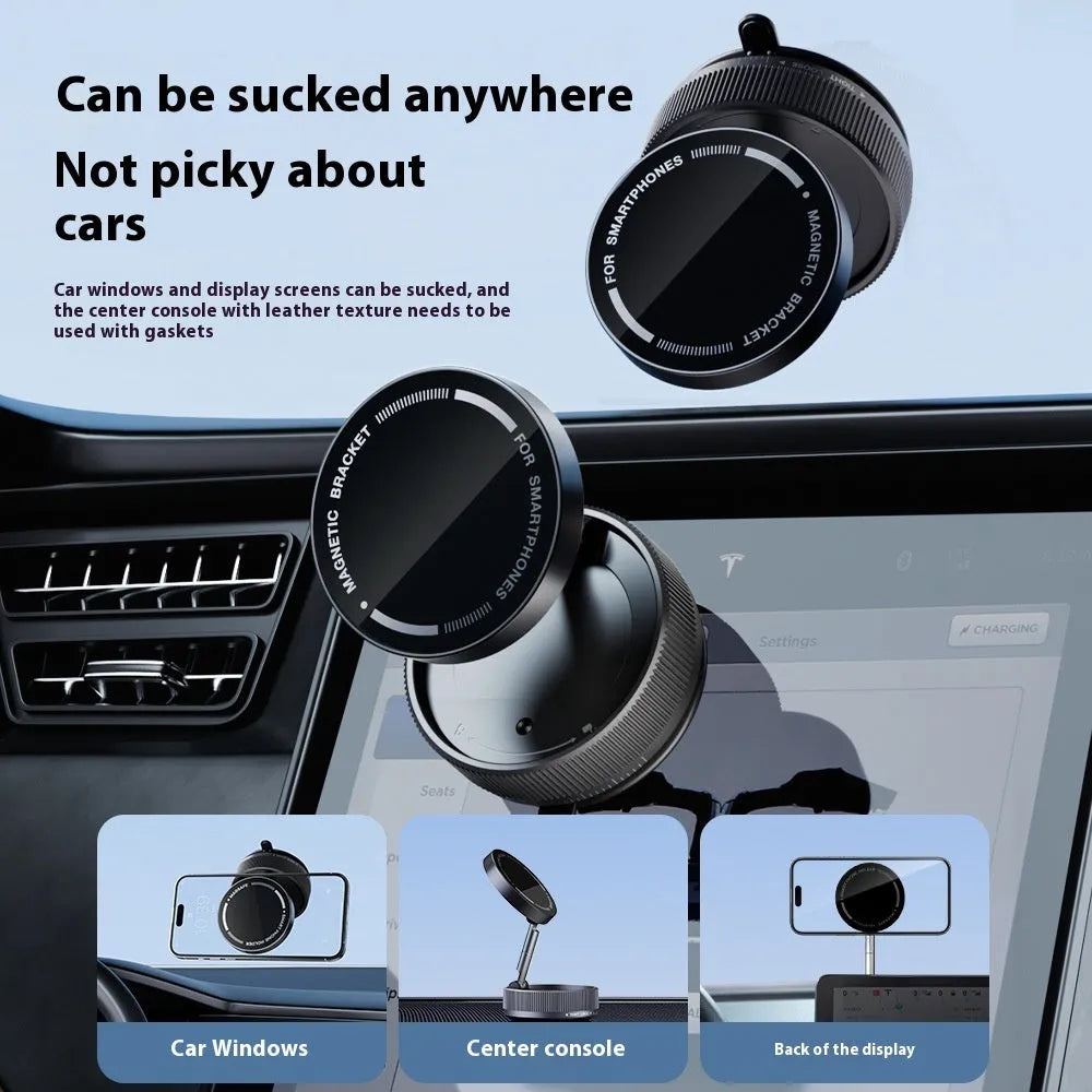 Vacuum magnetic suction 720-degree rotating phone bracket in Night Blue Metal Black