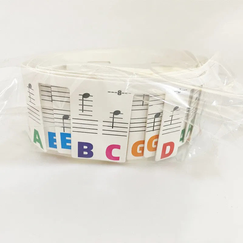 88-key piano keyboard stickers set with colour note bars and black notes labels in OPP bags