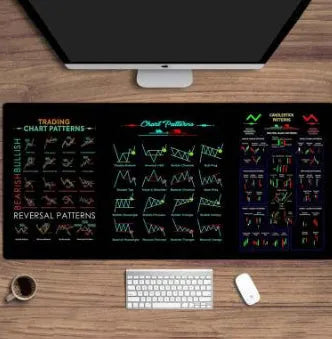 Black anti-slip rubber stock mouse pad on a desk, showing stain-resistant surface for calculator use.