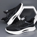 Men's casual low-top sneakers with woven mesh upper and rubber sole in black blue colour