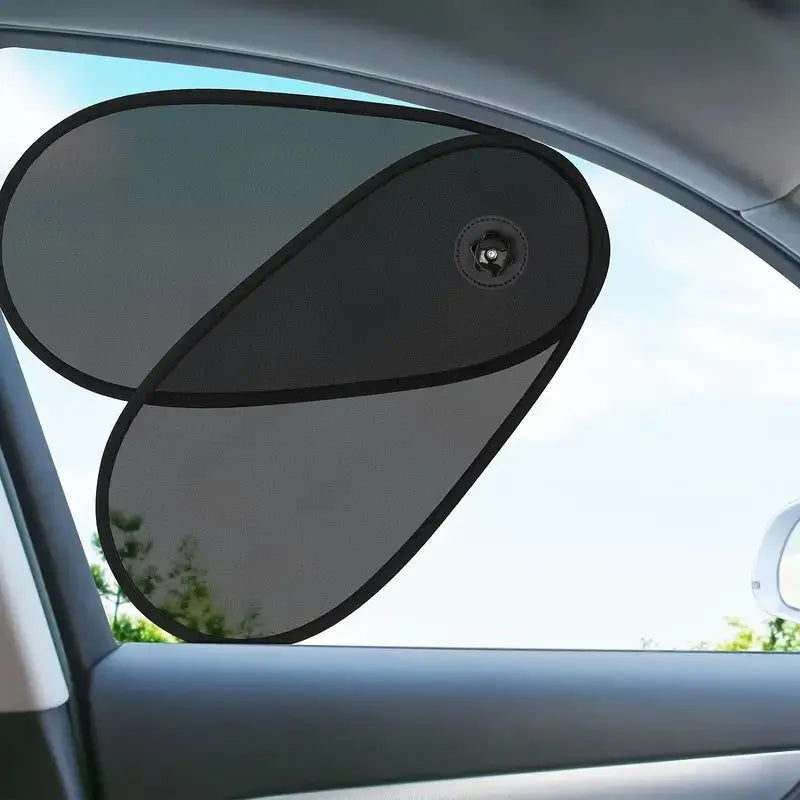 Black breathable mesh car window shade for baby protection on side windows with suction cup attachment