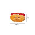 Cat mint teething toy shaped like a hamburger and chicken leg, made from soft plush fabric, on a light background.