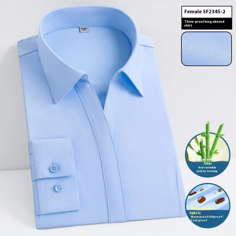 Men's slim fit bamboo fibre business shirt with square collar in waterproof stain resistant fabric