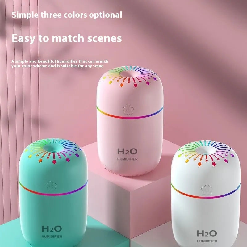 White USB portable mini humidifier with 300ml water tank on desk