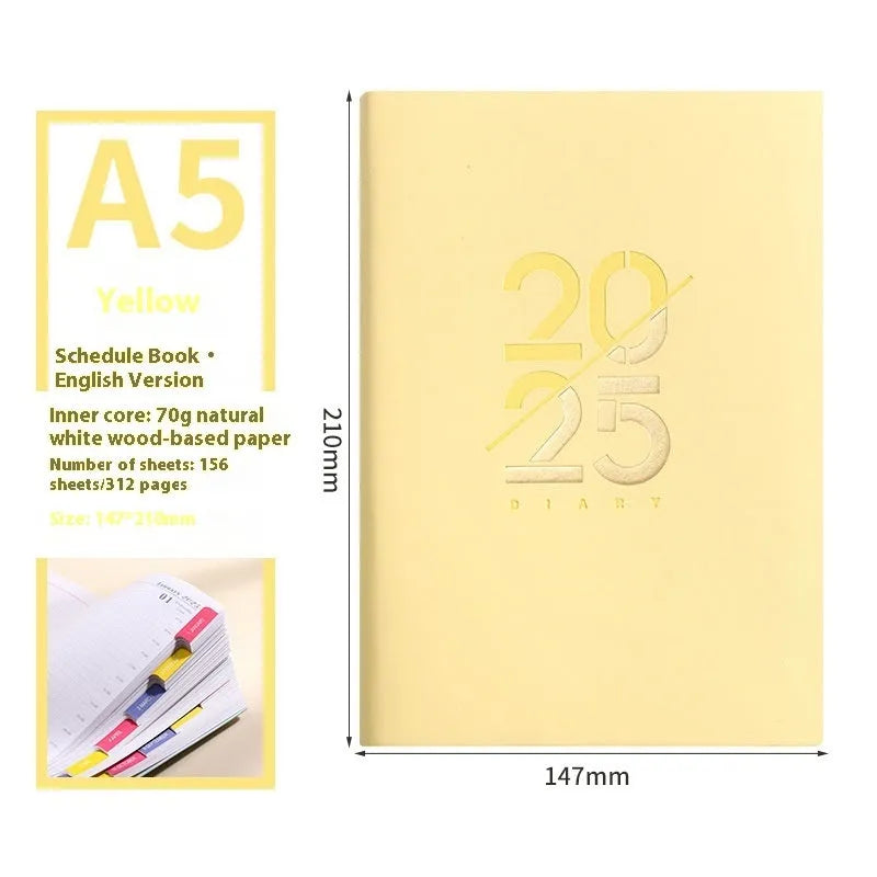 A5 faux leather daily planner notebook showing multiple colour options