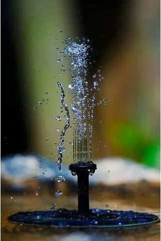 Black solar water fountain with four spray nozzles for garden ponds and bird baths