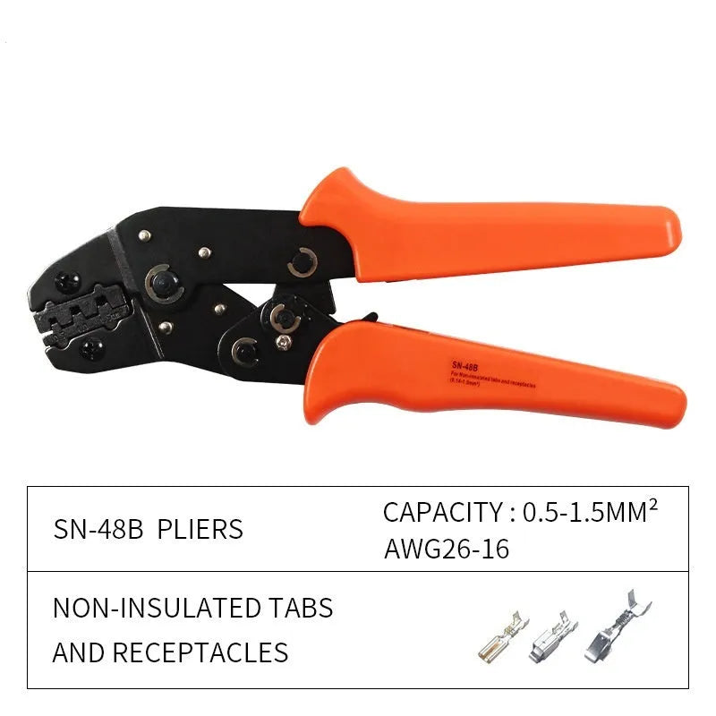 SN-48B portable crimping pliers combination set with high carbon steel construction for terminal and cable crimping