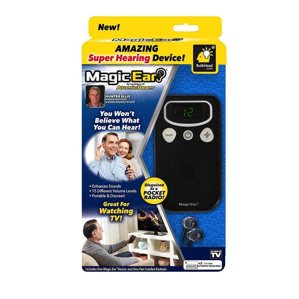 Magic Ear digital display mobile hearing aid booster sound amplifier in brilliant colour with FM radio design